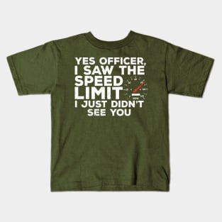 Yes Officer Speeding Funny Racing Race Car Driver Racer Kids T-Shirt